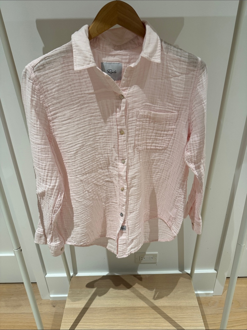 Rails Pale Pink Gauze Button-Down Shirt